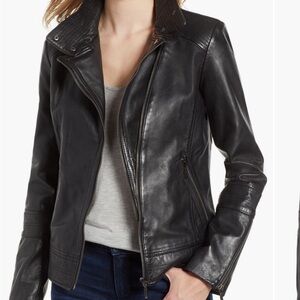 Bernardo black leathers moto jacket